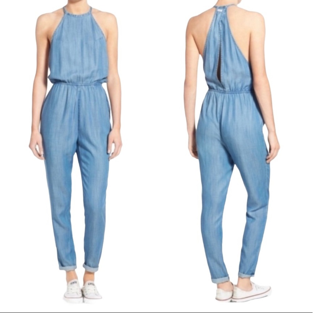 RVCA Blue Chambray Be About It Jumpsuit Size M